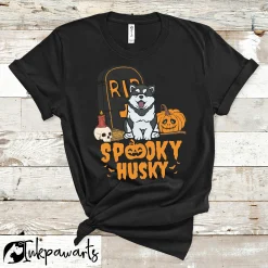 Dog T Shirt Cute and spooky Husky Halloween dog for Halloween and Husky lovers
