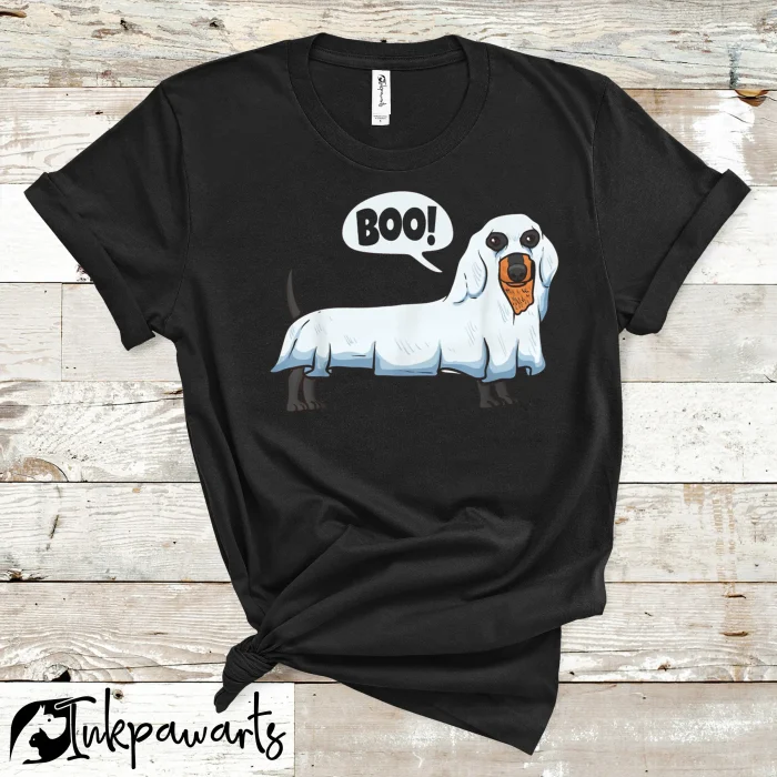 Dog T Shirt Ghost Dachshund Spooky Dog Wiener Halloween