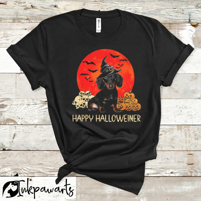 Dog T Shirt Happy Halloweiner Dachshund Halloween