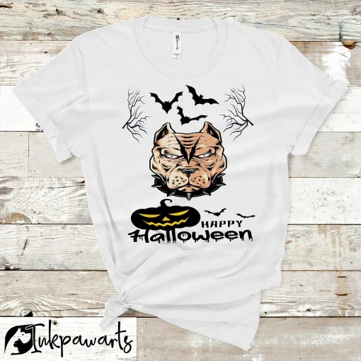 Dog T Shirt Pitbull Witch Pumpkin Halloween Pitbull Witch Pumpkin Funny Halloween