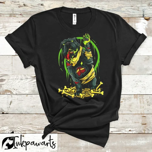 Dog T Shirt Scary Pitbull Terrier Zombie Halloween Costume