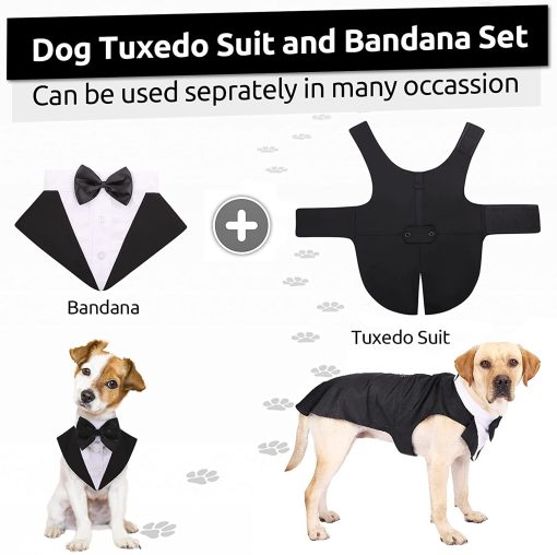Pet Dog Halloween Dog Costumes Dog Tuxedo Formal Dog Suit and Bandana Set
