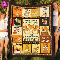 Corgi Fleece Blanket Money Can Buy A Lot Of Things But It Doesn't Wiggle Its Butt