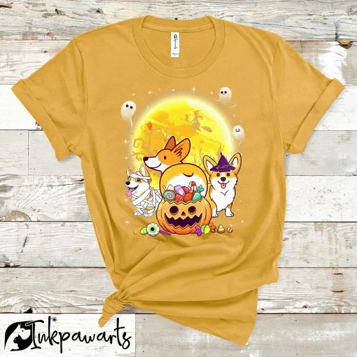 Halloween Corgi T-Shirts Welsh Corgi Halloween Corgi Mummy Witch Corgi Butt Shirt