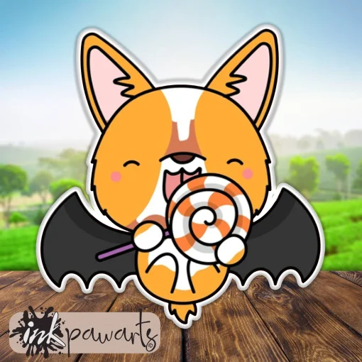 Inkpawarts.com Shape Pillow Corgi With Bat Wings Halloween