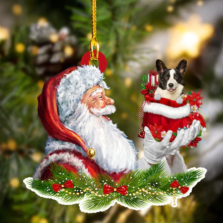 Corgi Christmas Ornament Welsh Corgi and Santa Christmas Ornament for Dog Lovers