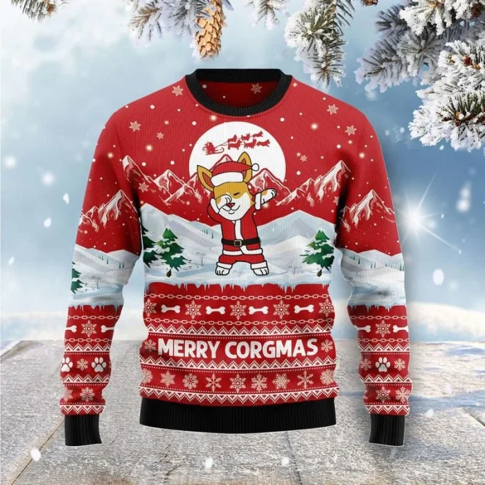 Corgi Dog Christmas Sweater Corgi Santa Merry Corgmas Ugly Xmas Sweater