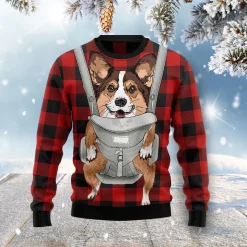 Corgi Dog Christmas Sweater Front Carrier Dog Pembroke Welsh Corgi