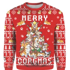 Corgi Dog Christmas Sweater Funny Corgi Merry Corgmas Ugly Christmas Sweater