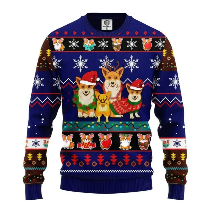 Corgi Dog Christmas Sweater Funny Corgi Sweater, Dog Christmas Sweater