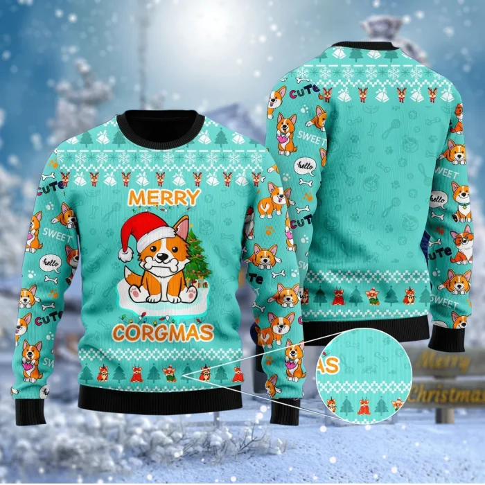 Corgi Dog Christmas Sweater Lovely Dog Merry Corgmas Ugly Sweater