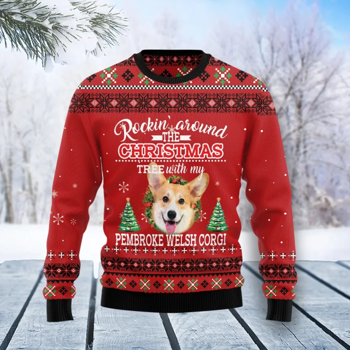 Corgi Dog Christmas Sweater Pembroke Welsh Corgi Rockin