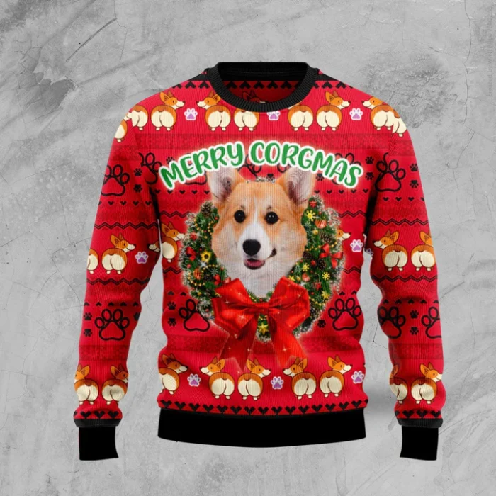 Corgi Dog Christmas Sweater Pembroke Welsh Corgi Xmas Sweater, Ugly Christmas Sweater For Dog Lovers