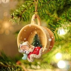 Godmerch Corgi Sleeping In A Tiny Cup Christmas Holiday