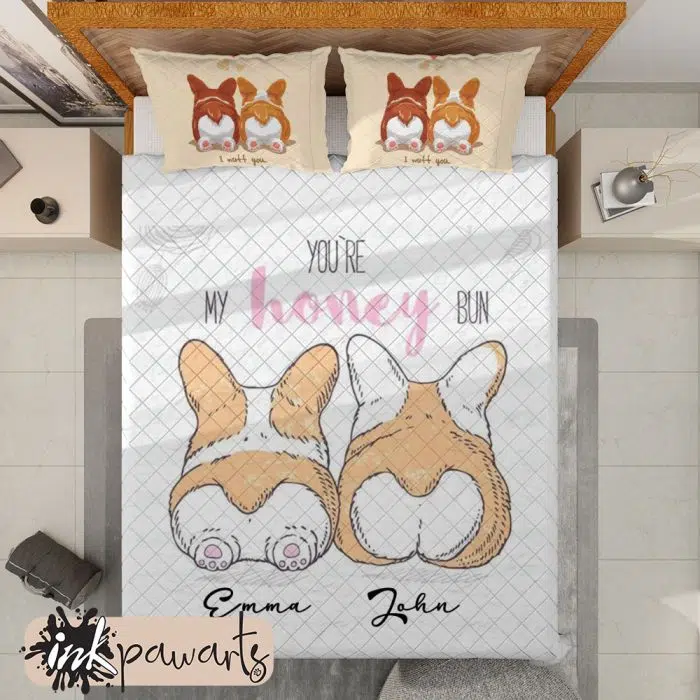 Corgi Couple Butt I Love You Corgi Bedding Set