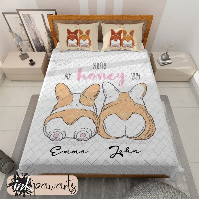 Corgi Couple Butt I Love You Corgi Bedding Set