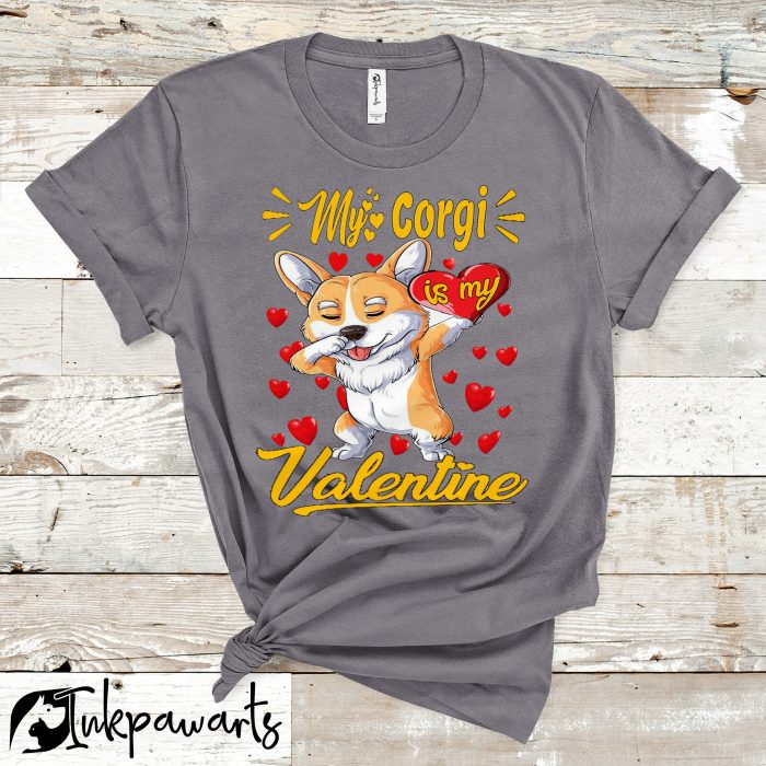Corgi Valentine T-Shirts My Corgi Is My Valentine Cute Corgi Dog Holding A Heart