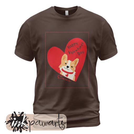 Cute Corgi Valentine Corgi T-Shirt Brown