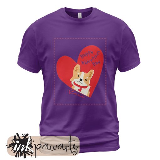 Cute Corgi Valentine Corgi T-Shirt Purple