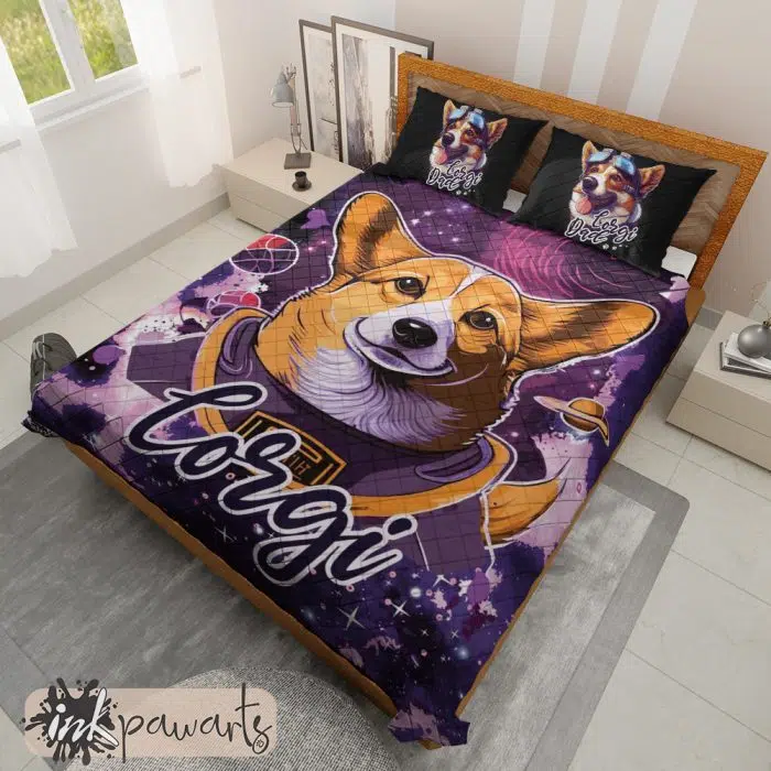 Corgi Astronaut and Papa Mama Corgi Bedding Set