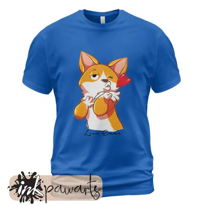 Corgi Butt Valentine Corgi T-Shirt I Love You Blue