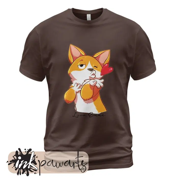 Corgi Butt Valentine Corgi T-Shirt I Love You Brown