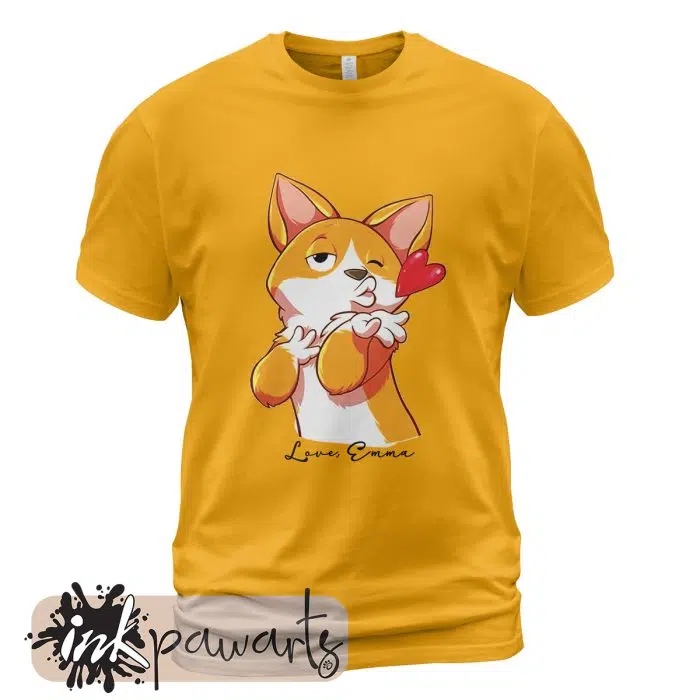 Corgi Butt Valentine Corgi T-Shirt I Love You Gold