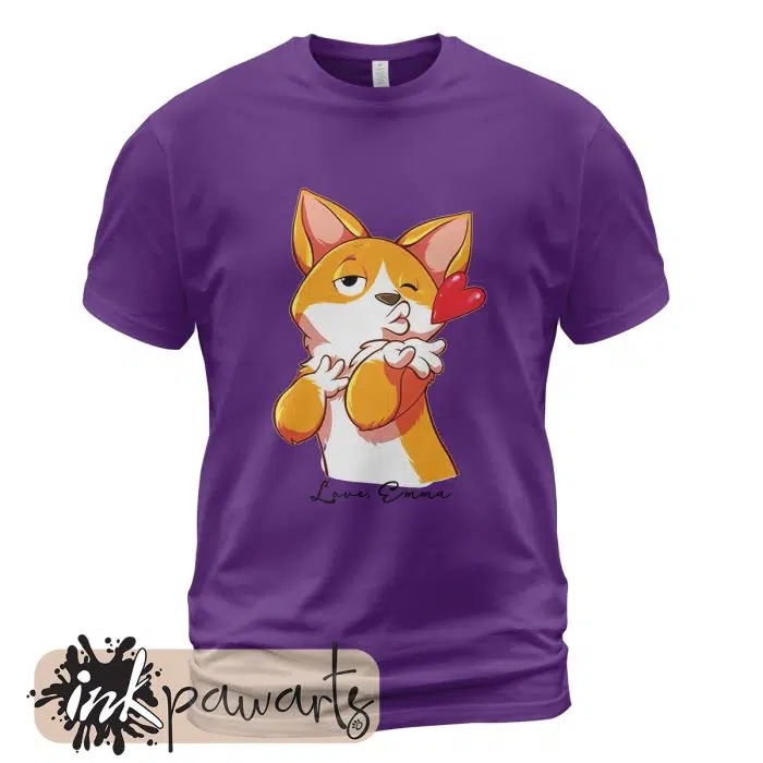 Corgi Butt Valentine Corgi T-Shirt I Love You Purple