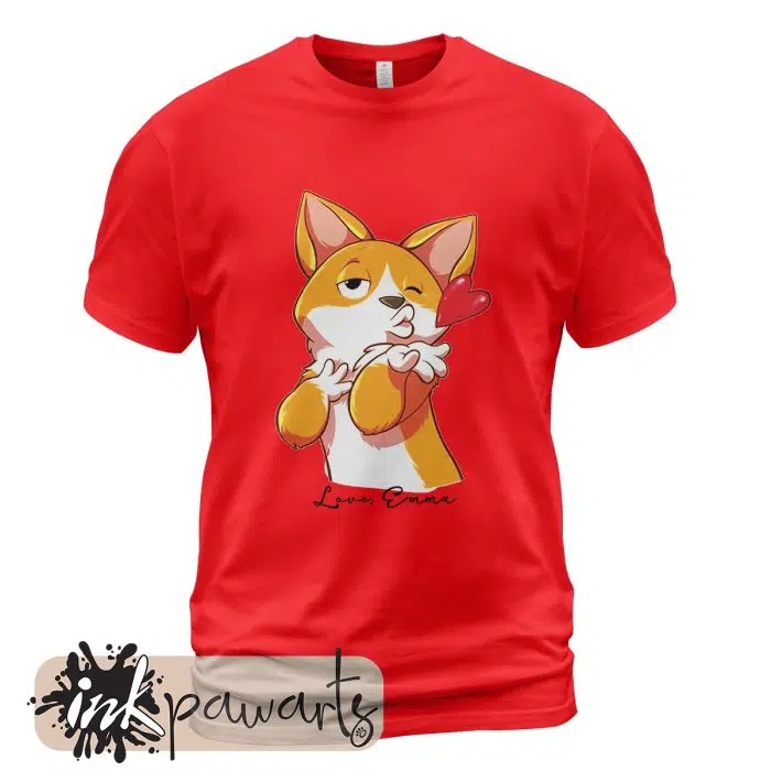 Corgi Butt Valentine Corgi T-Shirt I Love You Red