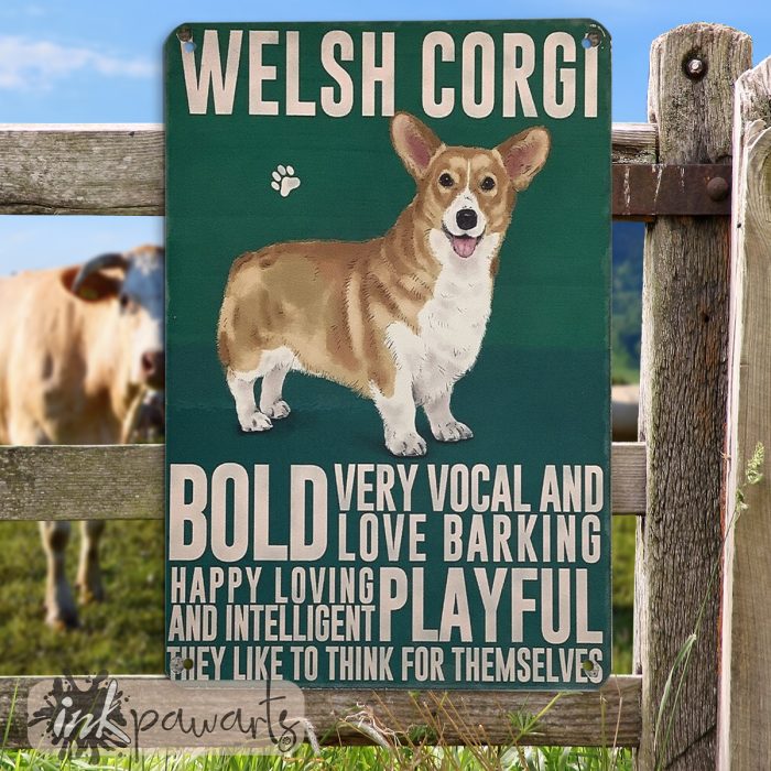 Inkpawarts.com Corgi Metal Sign Welsh Corgi