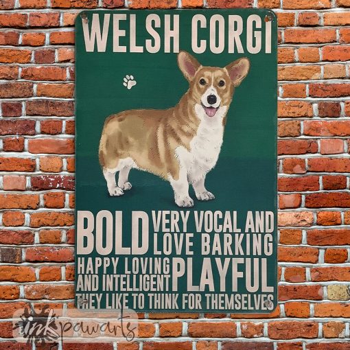Inkpawarts.com Corgi Metal Sign Welsh Corgi