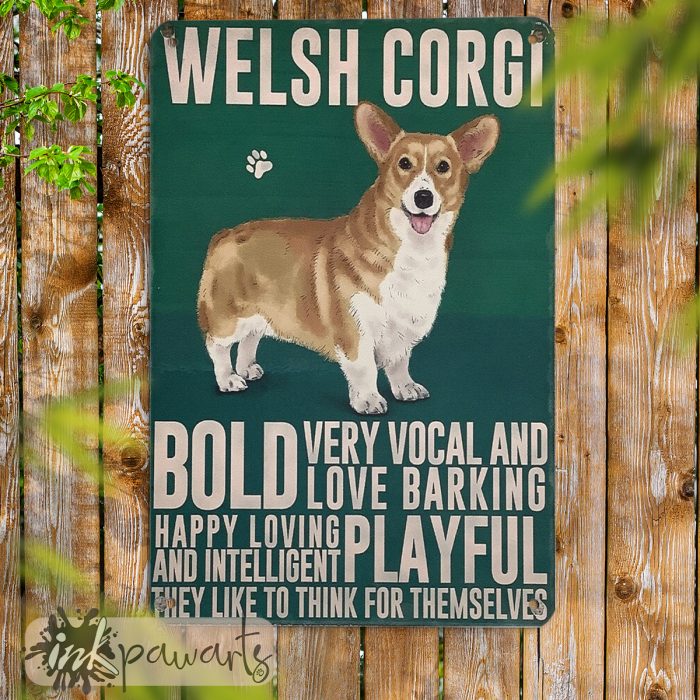 Inkpawarts.com Corgi Metal Sign Welsh Corgi
