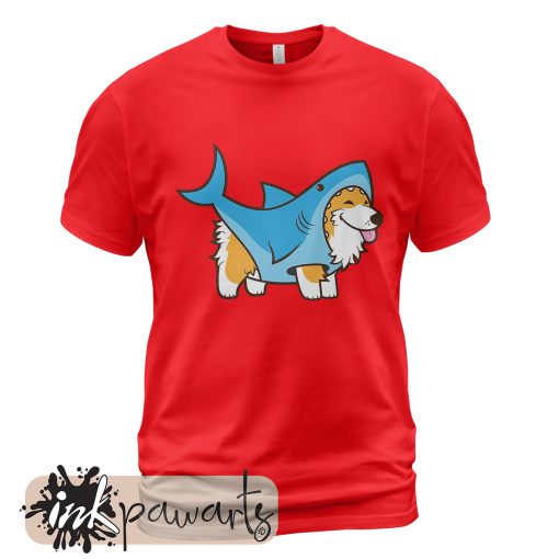 Corgi Shark Corgi T-Shirt Red