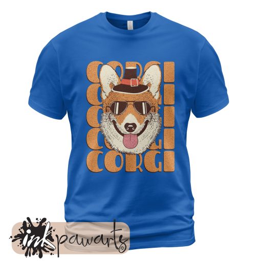 Corgi T-Shirt Corgi Loves Cute Dog Blue