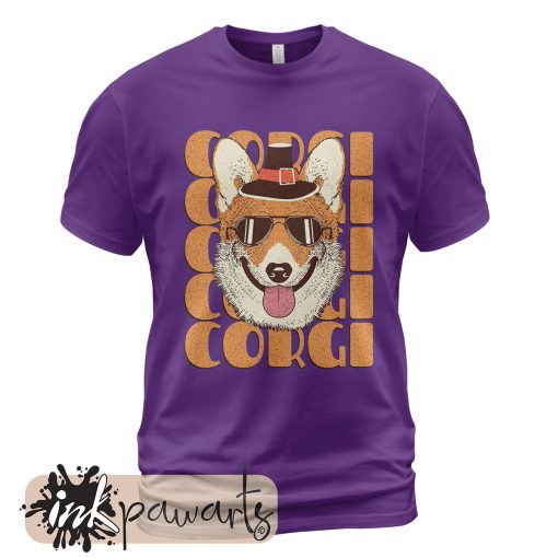 Corgi T-Shirt Corgi Loves Cute Dog Purple