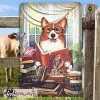 Corgi Metal Sign Corgi Read a Book