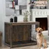 Wooden Dog Cage with Double Doors Removable Tray Pet Crate House Dog House