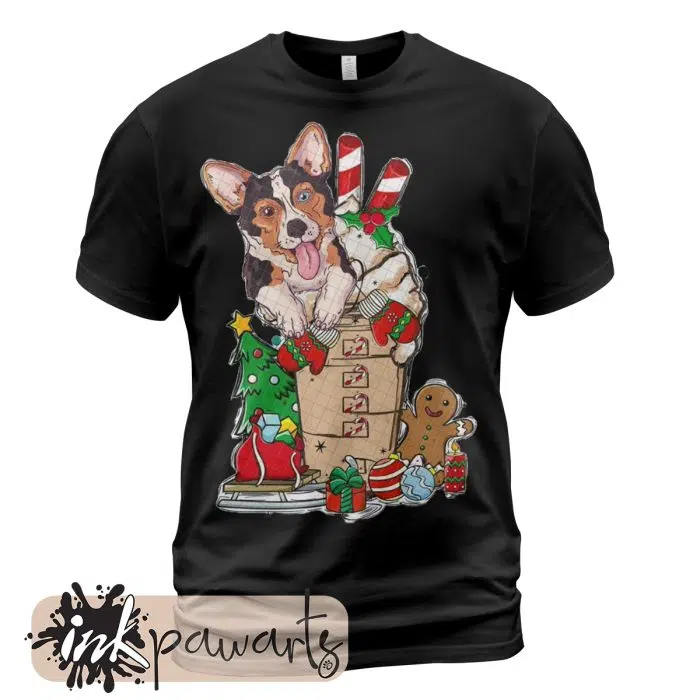 Corgi t shirt Merry Christmas