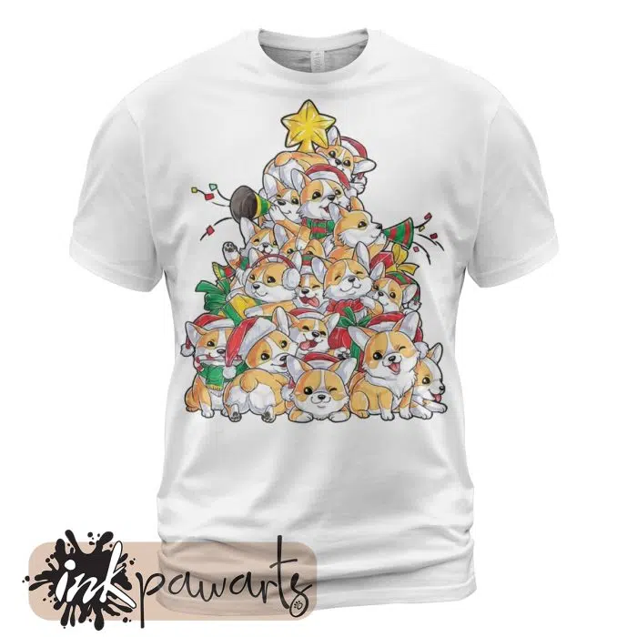 Corgi t shirt Tree Christmas