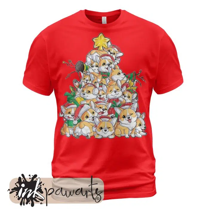 Corgi t shirt Tree Christmas