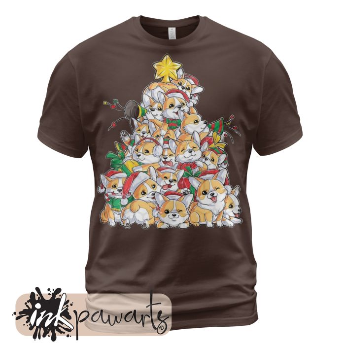 Inkpawarts.com Corgi t shirt Tree Christmas