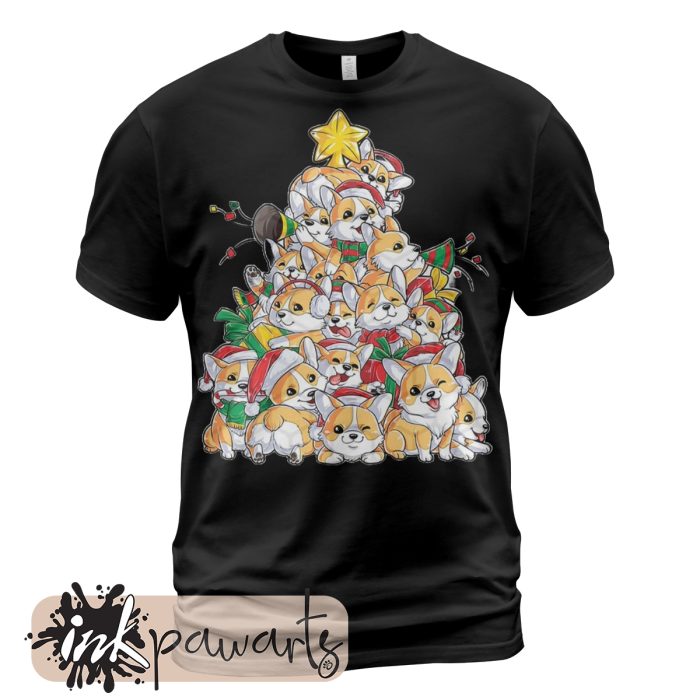 Corgi t shirt Tree Christmas