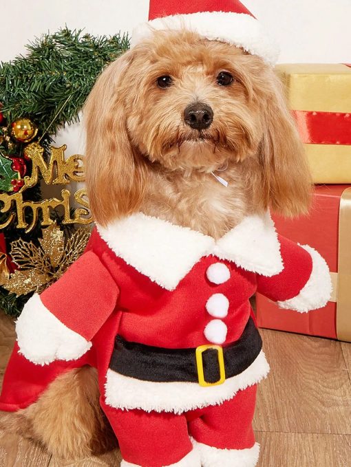 Dog Christmas Pet Clothes Santa Claus Riding Pet Cosplay Costumes Dog Corgi
