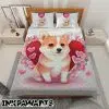 Corgi Bedding Set Valentine's Day Gifts I Love You Lovely