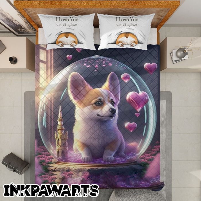 Corgi Bedding Set Valentine's Day Gifts I Love You With All My Butt