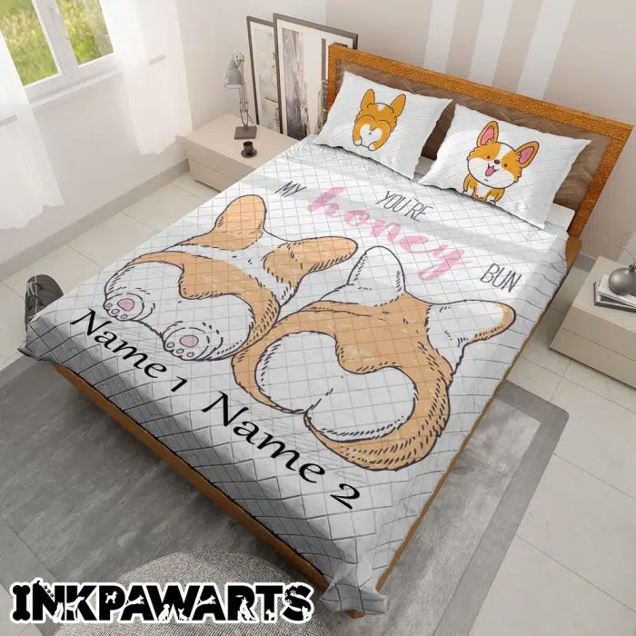 Corgi Bedding Set Valentine's Day Gifts You Are My Honey Bun