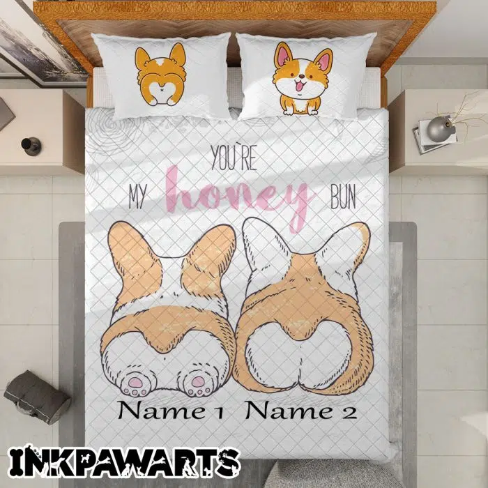 Corgi Bedding Set Valentine's Day Gifts You Are My Honey Bun