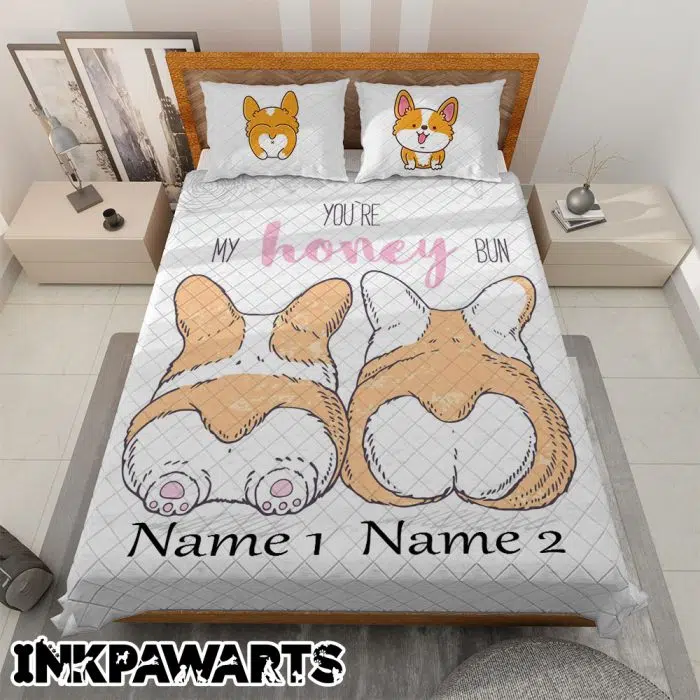 Corgi Bedding Set Valentine's Day Gifts You Are My Honey Bun