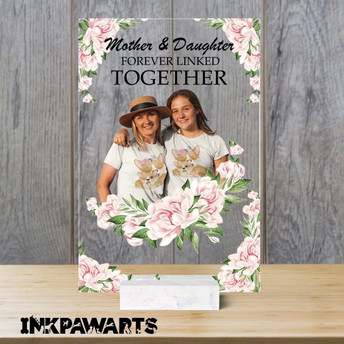 Mother and Daughter - Mother And Children Forever Linked Together - Personalized Acrylic Plaque