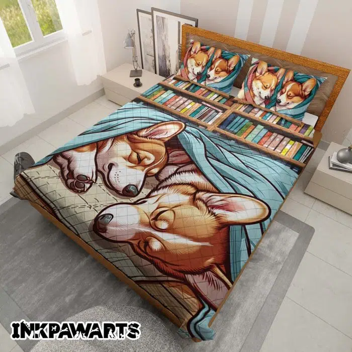 Corgi Bedding Set The Perfect Quilt Bedding Set for Book Lovers